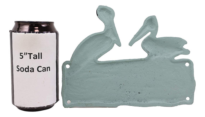 Ebros 7.5"W Cast Iron Vintage Rustic Verdigris Pelican Birds Welcome Sign Wall Decor