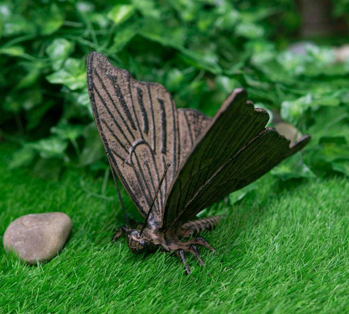 Ebros 7" Long Metamorphosis Flitting Butterfly Bronzed Decorative Garden Statue