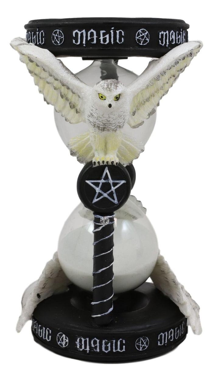 Ebros 7" Tall Awaken Your Magic Pentagram Snowy Owl Sand Timer By Anne Stokes