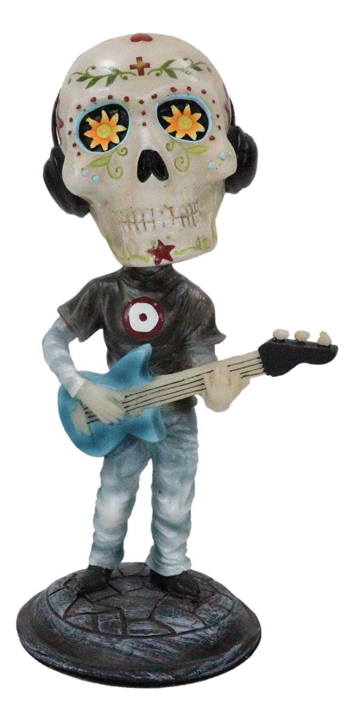 Ebros 7" Tall Day Of The Dead Bobblehead Electric Bass Player Figurine Collectible