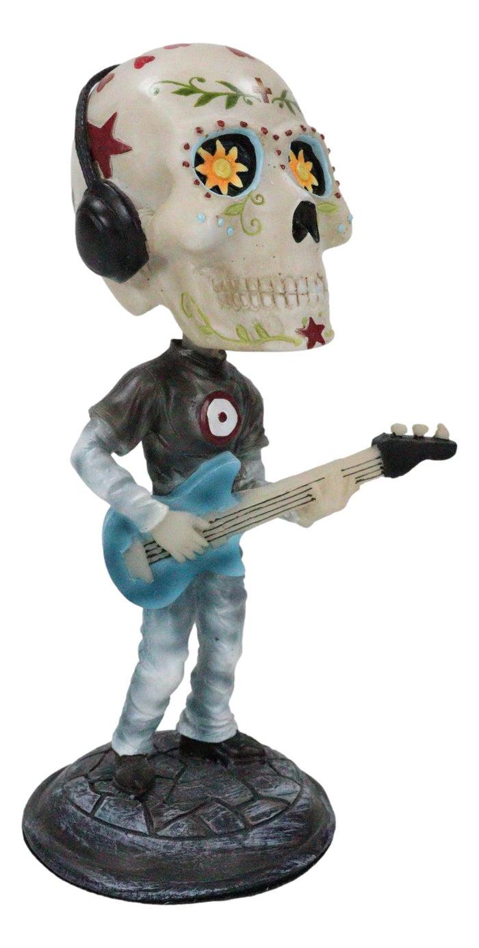 Ebros 7" Tall Day Of The Dead Bobblehead Electric Bass Player Figurine Collectible