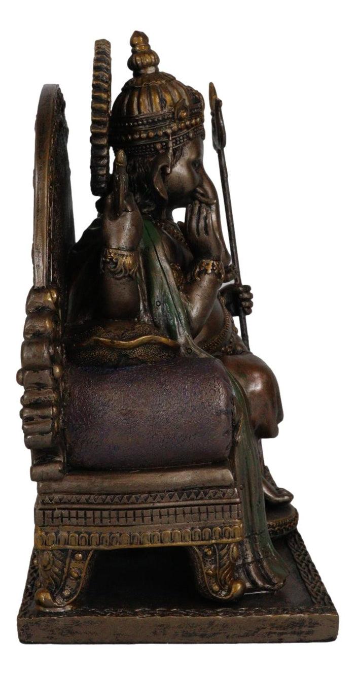 Ebros 8.25 Inch Ganesha On Throne Mythological Indian Resin Statue Figurine