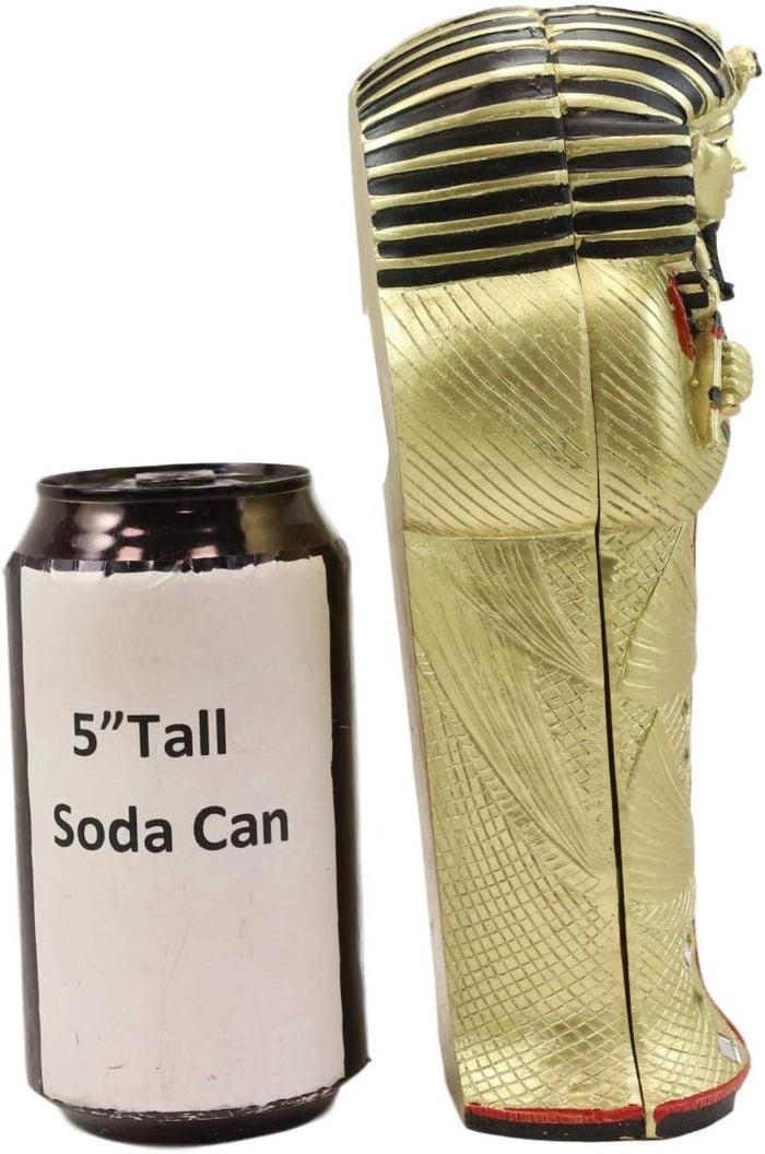 Ebros 8.25" Tall Egyptian Golden Pharaoh King TUT Sarcophagus Coffin With Mummy