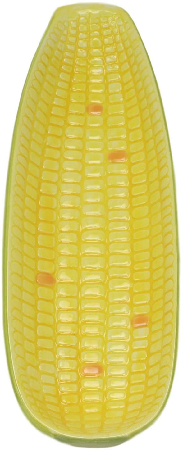 Ebros 8.75"W Ceramic Gourmet Corn Ear Half Serving Plate Small Dish SET OF 2