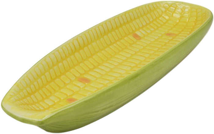 Ebros 8.75"W Ceramic Gourmet Corn Ear Half Serving Plate Small Dish SET OF 2