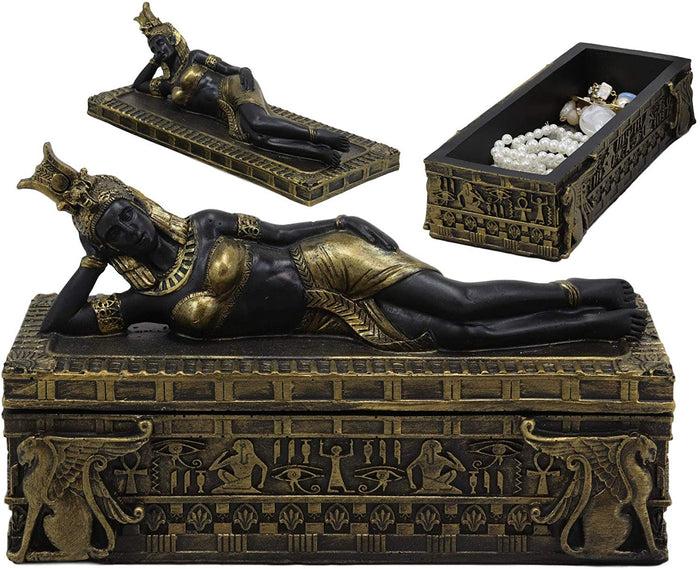 Ebros 8" Long Ancient Egyptian Queen Cleopatra In Repose Decorative Jewelry Box