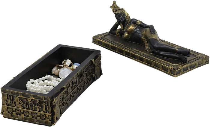Ebros 8" Long Ancient Egyptian Queen Cleopatra In Repose Decorative Jewelry Box