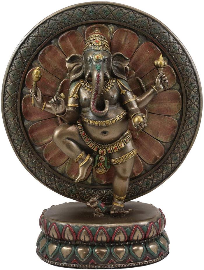 Ebros 9.25" Tall Hindu Dancing Ganesha In One Legged Yoga Pose On Lotus Figurine