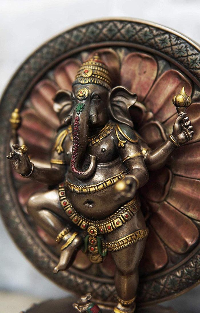 Ebros 9.25" Tall Hindu Dancing Ganesha In One Legged Yoga Pose On Lotus Figurine