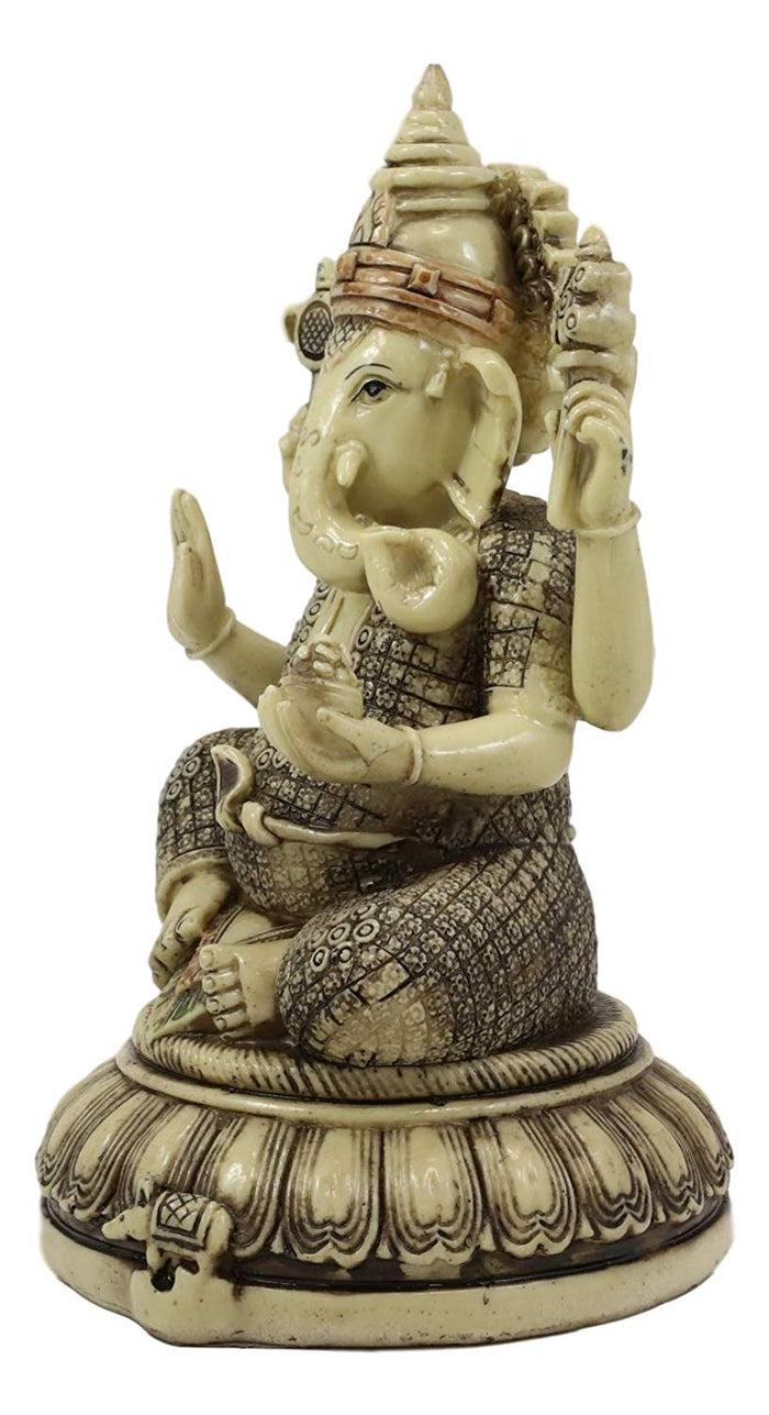 Ebros 9.5" Tall Hindu Supreme God Ganesha Meditating On Lotus Throne Statue