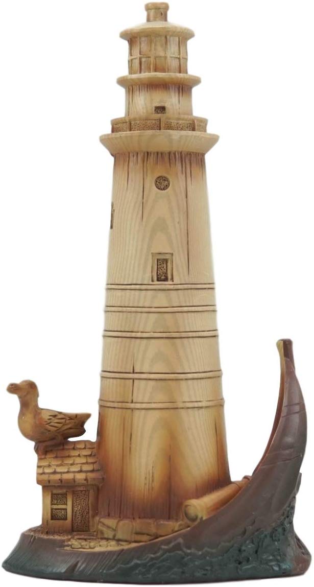 Ebros 9"H Nautical Lighthouse On A Giant Boat Deck With A Seagull Statue