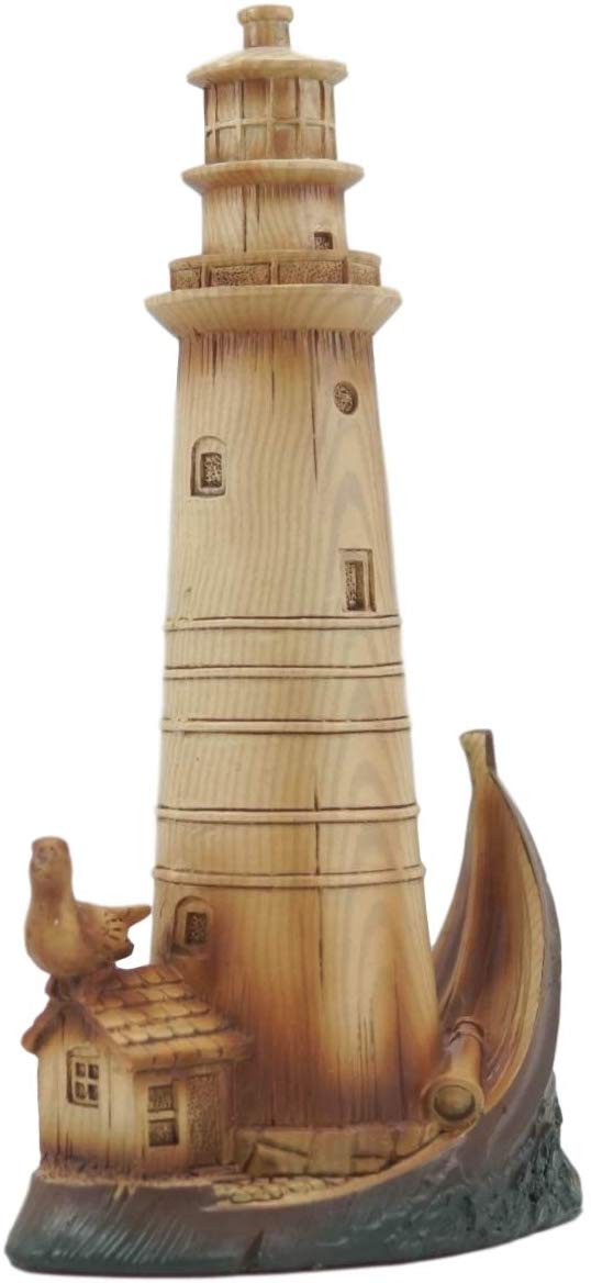Ebros 9"H Nautical Lighthouse On A Giant Boat Deck With A Seagull Statue