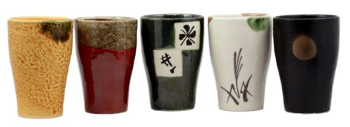 Ebros Abstract Art Glazed Ceramic 8oz Coffee Tea Cup Set Of 5 Made In Japan