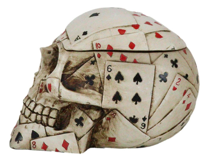 Ebros Ace Cards Royal Flush Poker Game Skull Utility Keepsake Jewelry Box Figurine