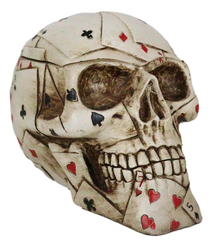Ebros Ace Cards Royal Flush Poker Game Skull Utility Keepsake Jewelry Box Figurine