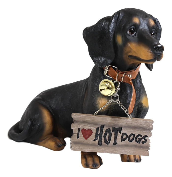 Ebros Adorable Black & Tan Dachshund Dog Welcome Statue 10.5"Tall Sausage Wiener Dog Figurine Guest Greeter Home Decor
