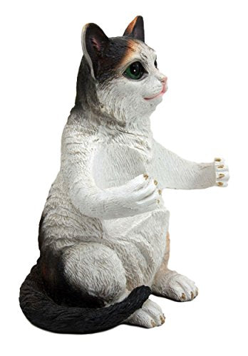 Ebros Adorable Calico Furry Feline Kitty Cat Salt Pepper Shakers Holder Figurine 8.25" H
