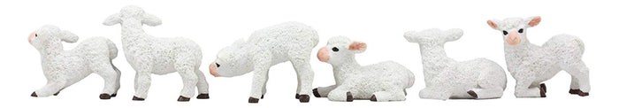 Ebros Adorable Six Little Lambs Statue Set 3" Assorted Baby Sheep Cute Animal Figurines