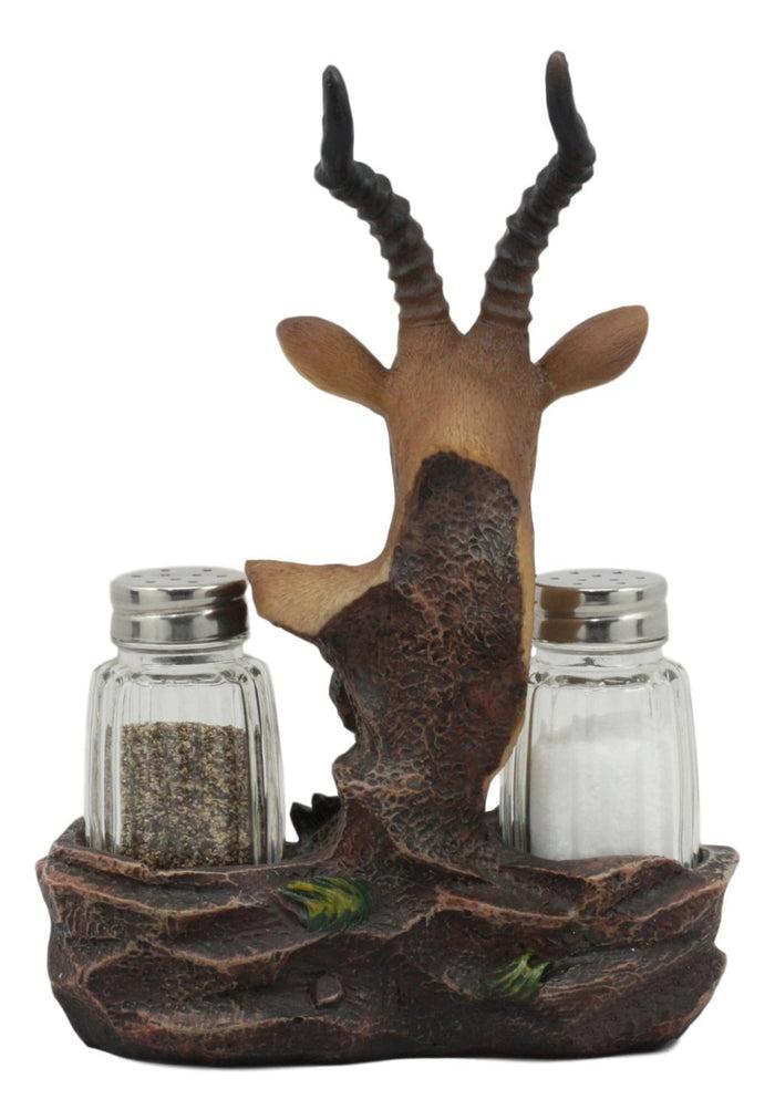 Ebros African Antelope Salt And Pepper Shakers Holder Safari Animal Decor 8" H