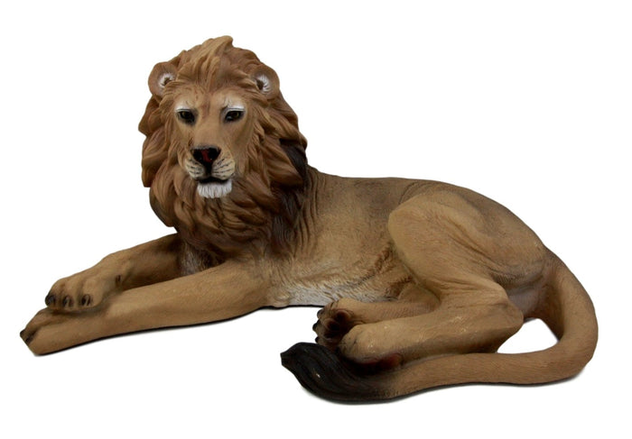 Ebros African King Aslan Lion On Repose Statue 16"L Pride Rock Giant Cat Sculpture