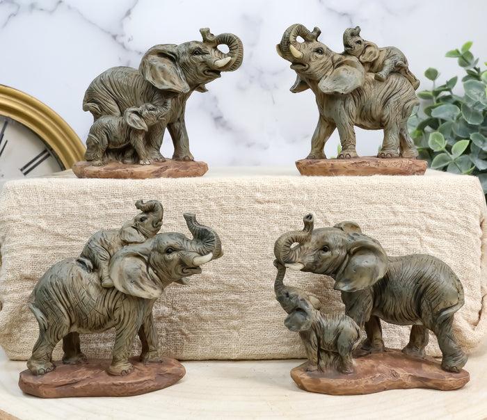 Ebros African Safari Elephant Mother & Calf Family Set Of 4 Mini Figurines