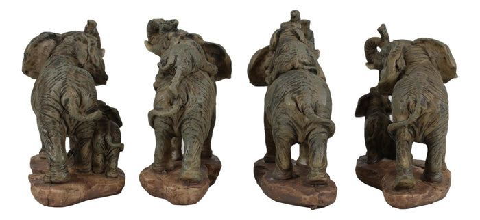 Ebros African Safari Elephant Mother & Calf Family Set Of 4 Mini Figurines