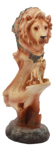 Ebros African Savanna Safari Lion Statue 9.25"Family Faux Wood Resin Figurine