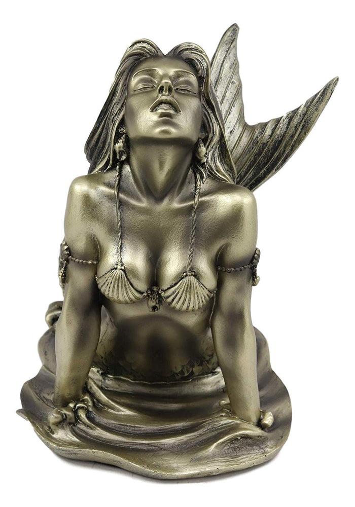 Ebros Aged Bronze Resin Seductive Siren Of The Seas Mermaid Statue 7"H Figurine