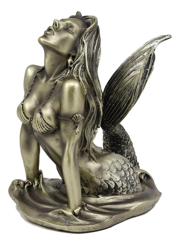 Ebros Aged Bronze Resin Seductive Siren Of The Seas Mermaid Statue 7"H Figurine
