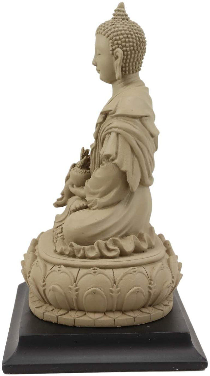 Ebros Akshobhya Bhaiṣajyaguru Medicine Buddha Figurine In Ivory Clay Finish 6.5"