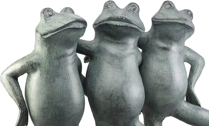 Ebros Aluminum Best Pond Buddies Hand In Hand Dancing Frog Trio Garden Statue 19"H