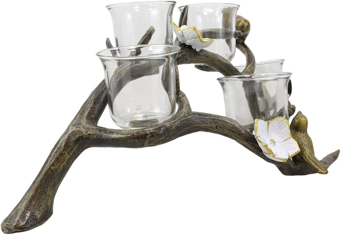 Ebros Aluminum Lovebirds On Branch With Twigs Votive Candelabra Candle Holder