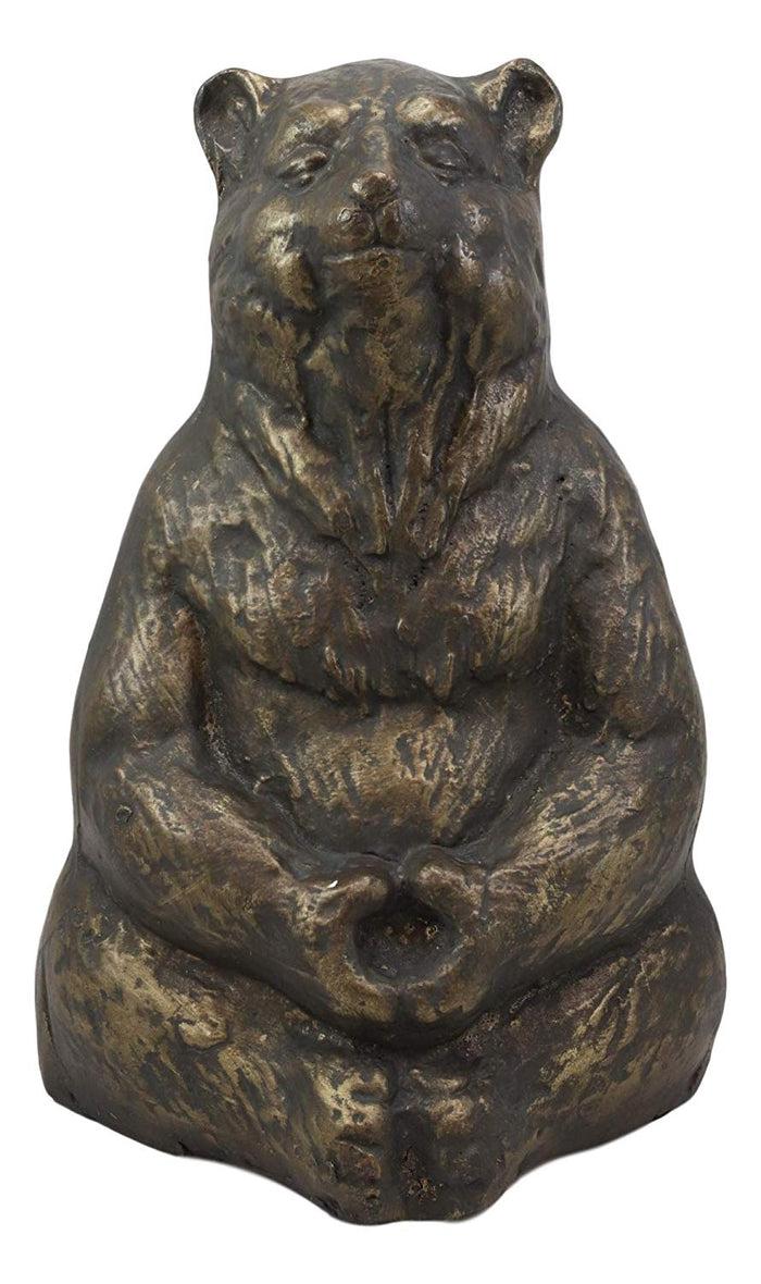 Ebros Aluminum Metal Whimsical Meditating Yoga Bear Garden Statue Rustic Wildlife Western Cabin Lodge Zen Bears Decor Figurine (Set Of 3 Poses)
