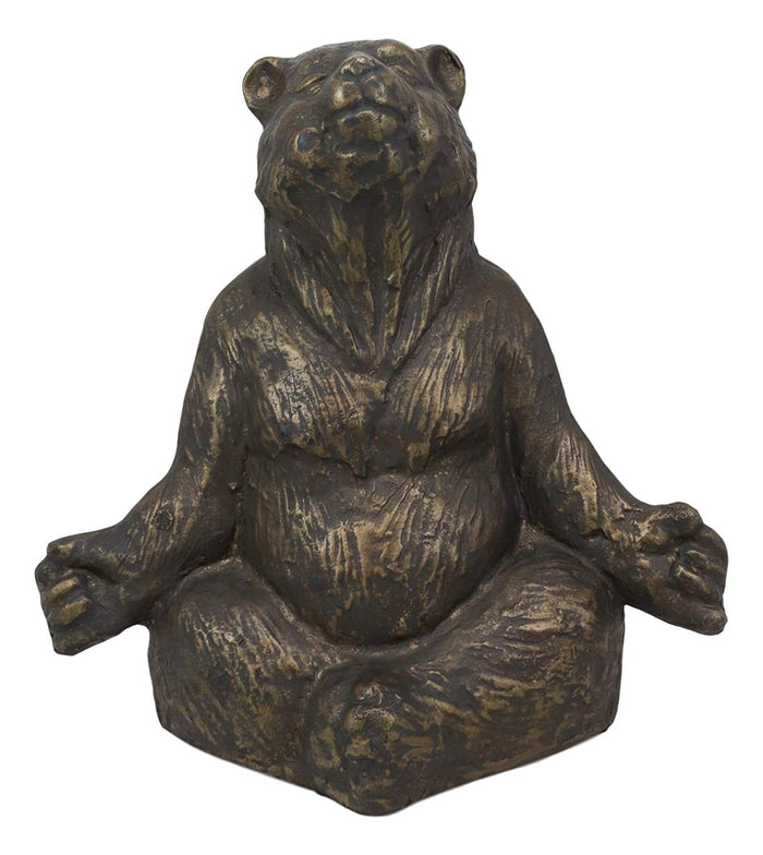 Ebros Aluminum Metal Whimsical Meditating Yoga Bear Garden Statue Rustic Wildlife Western Cabin Lodge Zen Bears Decor Figurine (Set Of 3 Poses)