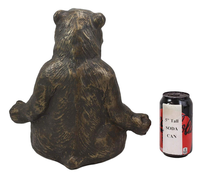 Ebros Aluminum Metal Whimsical Meditating Yoga Bear Garden Statue Rustic Wildlife Western Cabin Lodge Zen Bears Decor Figurine (Lotus Pose)
