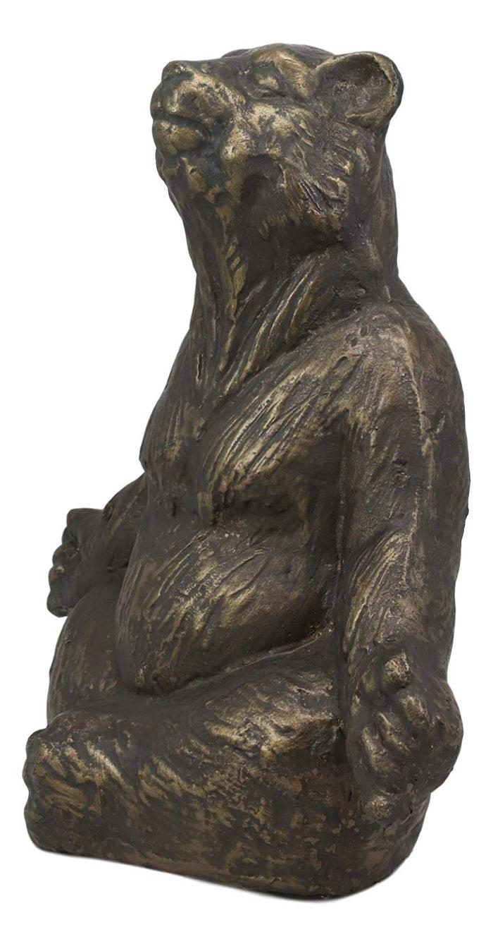 Ebros Aluminum Metal Whimsical Meditating Yoga Bear Garden Statue Rustic Wildlife Western Cabin Lodge Zen Bears Decor Figurine (Lotus Pose)