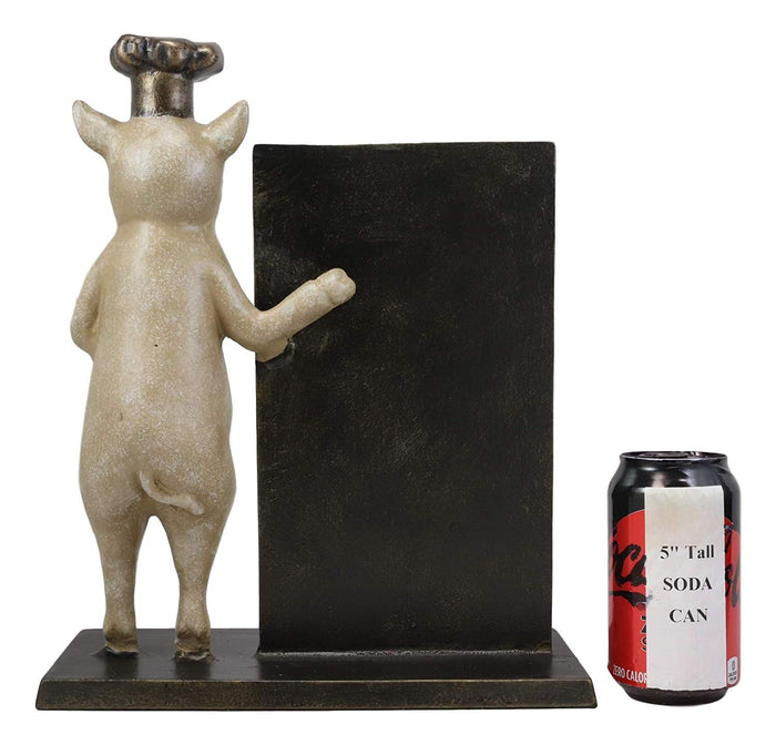 Ebros Aluminum Porky Pig With Chef Hat Standing By A Menu Board Statue Decor
