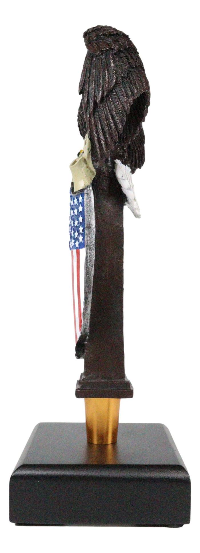 Ebros American Bald Eagle USA Flag Shield Novelty Beer Tap Handle Figurine With Base