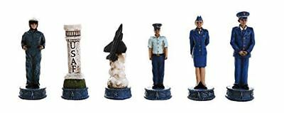 Ebros American Military Branches US Air Force VS Marine Corps Chess Set W/ Glass