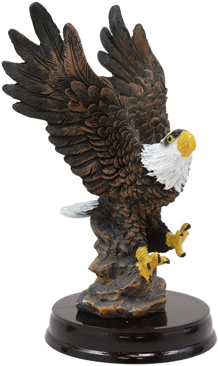 Ebros American Pride Swooping Bald Eagle With Spread Out Wings By Rocky Cliff Statue On Black Trophy Base 5.25" Tall USA Patriotic National Emblem Independence Day American Home Decor Figurine