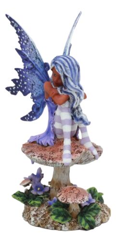 Ebros Amy Brown Art Gothic Violet Tribal Ebony Fairy Collectible Statue 6.5"Tall