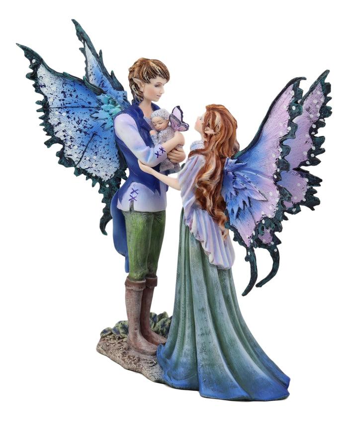 Ebros Amy Brown Family Love Fairy Mother Father And Baby Child Statue 9.5" Tall Fantasy Mythical Faery Garden Magic Collectible Figurine Fairies Pixies Nymphs Decor