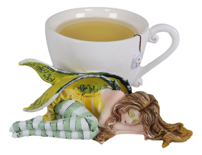 Ebros Amy Brown Fantasy Soothing Chamomile In Tea Cup With Sleeping Fairy Figurine