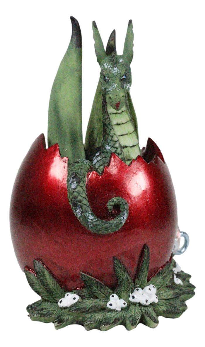Ebros Amy Brown Holiday Green Mischief Dragon Hiding In Red Egg Ornament Figurine