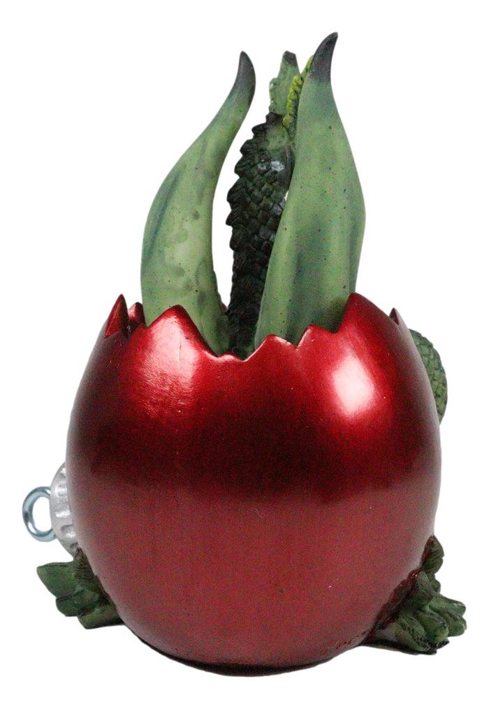 Ebros Amy Brown Holiday Green Mischief Dragon Hiding In Red Egg Ornament Figurine