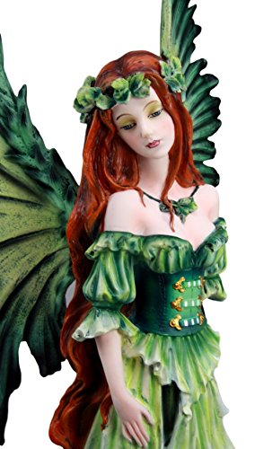 Ebros Amy Brown Large Lady Of The Forest Green Tribal Fairy Collector Figurine 19.5" H Fantasy Art Of Fairies Pixies Nymphs Gaia Earth Elemental FAE Magic Decor Statue