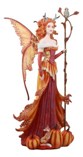 Ebros Amy Brown Pumpkin Queen Autumn Fairy Statue 17.5" Tall Fantasy Faery