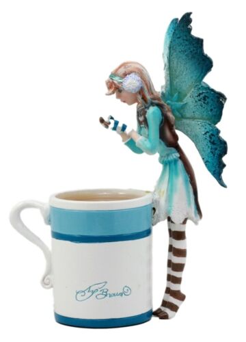 Ebros Amy Brown Teacup Creamy Hot Cocoa Fairy Figurine Whimsical Faerie Figure 6"H