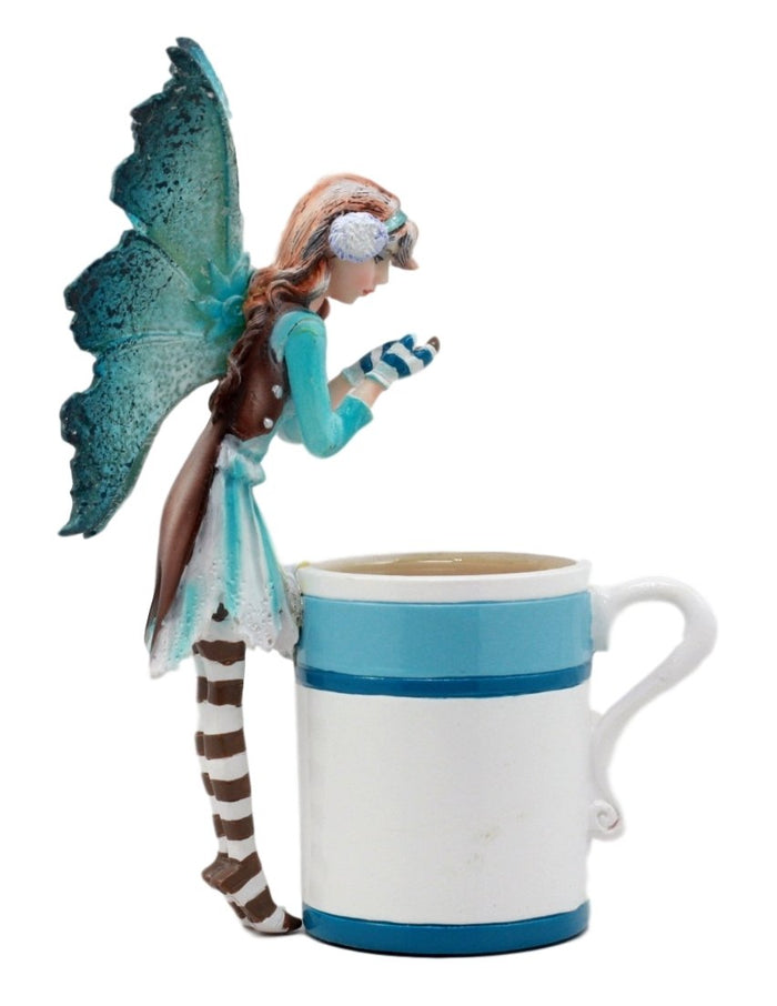 Ebros Amy Brown Teacup Creamy Hot Cocoa Fairy Figurine Whimsical Faerie Figure 6"H