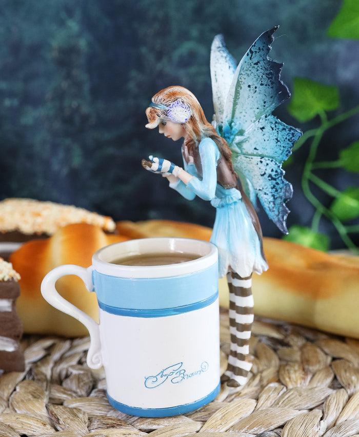 Ebros Amy Brown Teacup Creamy Hot Cocoa Fairy Figurine Whimsical Faerie Figure 6"H